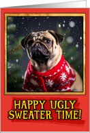 Pug Ugly Sweater Christmas card