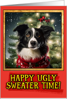 Border Collie Ugly Sweater Christmas card