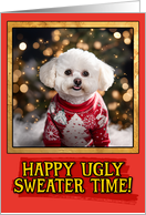 Bichon Frise Ugly Sweater Christmas card