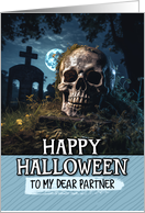Partner Happy Halloween Cemetery Skull card