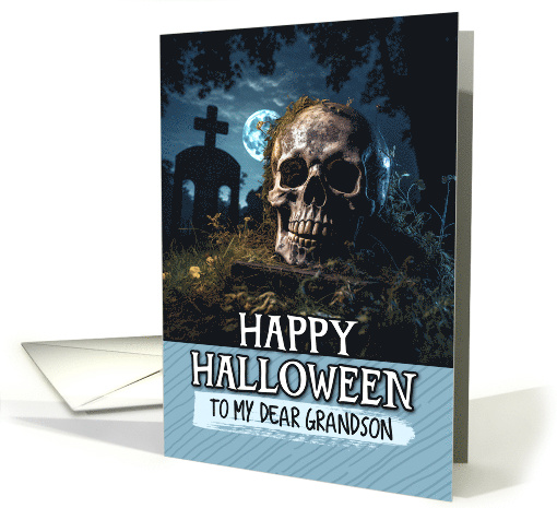 Grandson Happy Halloween Cemetery Skull card (1801892)
