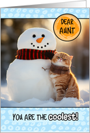 Aunt Thinking of You Ginger Cat and Snowman card