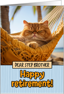 Step Brother Happy Retirement Hammock Cat card