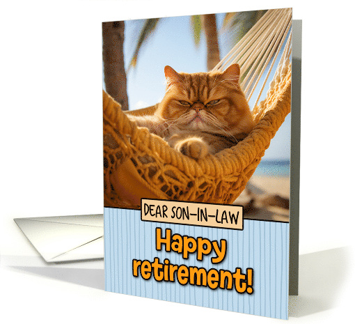 Son in Law Happy Retirement Hammock Cat card (1803312)