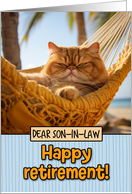 Son in Law Happy Retirement Hammock Cat card