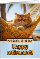 Daughter in Law Happy Retirement Hammock Cat card
