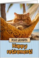 Grandpa Happy Retirement Hammock Cat card