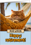 Godson Happy Retirement Hammock Cat card