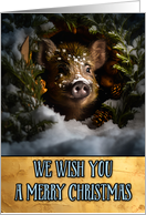 Wild Boar Merry Christmas card