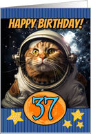 37 Years Old Happy Birthday Space Cat card