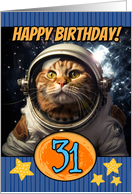 31 Years Old Happy Birthday Space Cat card