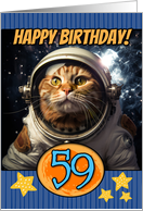 59 Years Old Happy Birthday Space Cat card