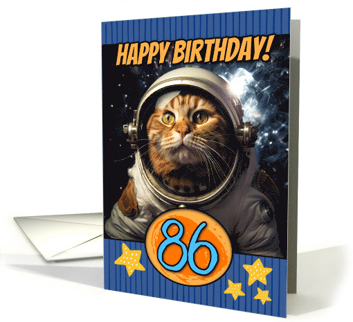86 Years Old Happy Birthday Space Cat card (1804278)