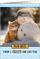 Niece Ginger Cat and Snowman card