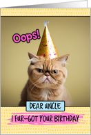 Uncle Belated Birthday Wishes Cat card