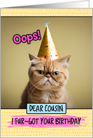 Cousin Belated Birthday Wishes Cat card