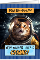 Son in Law Happy Birthday Cosmic Space Cat card