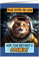 Sister in Law Happy Birthday Cosmic Space Cat card