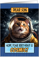 Son Happy Birthday Cosmic Space Cat card