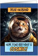 Husband Happy Birthday Cosmic Space Cat card