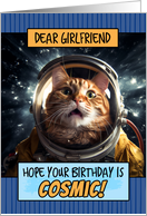 Girlfriend Happy Birthday Cosmic Space Cat card