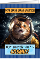 Great Great Grandson Happy Birthday Cosmic Space Cat card