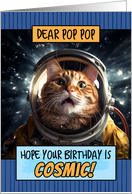 Pop Pop Happy Birthday Cosmic Space Cat card