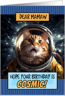 Mamaw Happy Birthday Cosmic Space Cat card