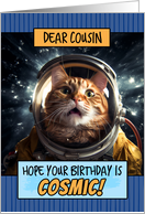 Cousin Happy Birthday Cosmic Space Cat card