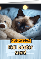 Step Dad Get Well Feel Better Siamese Cat with Cuddly Toy card