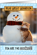 Great Grandson Thinking of You Ginger Cat and Snowman card