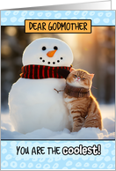 Godmother Thinking of You Ginger Cat and Snowman card