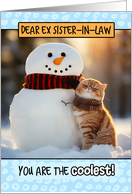 Ex Sister in Law Thinking of You Ginger Cat and Snowman card