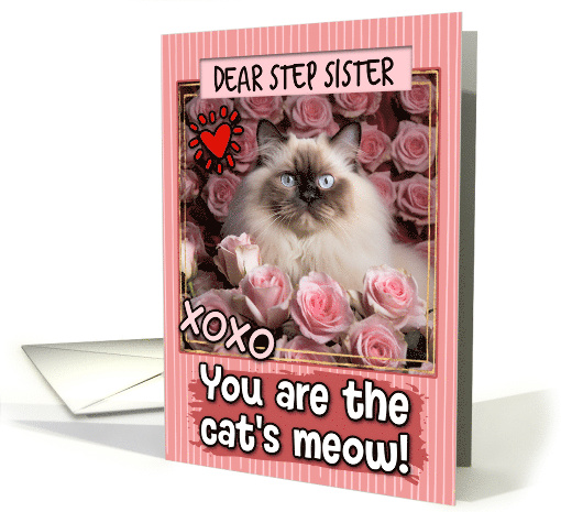 Step Sister Valentine's Day Himalayan Cat and Roses card (1808440)