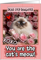 Step Daughter Valentine’s Day Himalayan Cat and Roses card