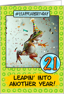 21 Years Old Happy Leap Year Birthday Frog card