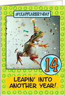 14 Years Old Happy Leap Year Birthday Frog card