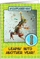 1 Year Old Happy Leap Year Birthday Frog card