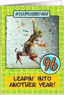 96 Years Old Happy Leap Year Birthday Frog card