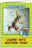 78 Years Old Happy Leap Year Birthday Frog card