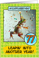 77 Years Old Happy Leap Year Birthday Frog card