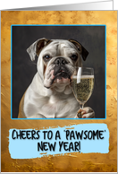 Happy New Year English Bulldog Champagne Toast card