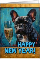 Happy New Year French Bulldog Champagne Toast card