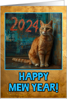 Happy New Year 2024 Ginger Cat Champagne Toast card