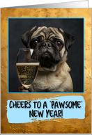 Happy New Year Pug Champagne Toast card