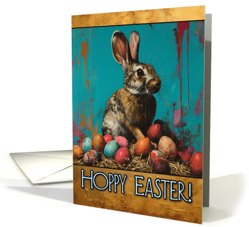 Hoppy Easter Bunny and Easter Eggs card (1816010)