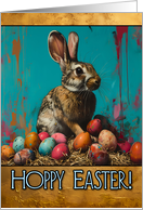 Hoppy Easter Bunny and Easter Eggs card