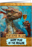 Sister in Law Happy Chinese New Year Dragon Champagne Toast card