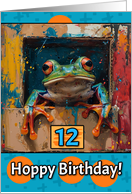 12 Years Old Frog Hoppy Birthday card