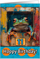 11 Years Old Frog Hoppy Birthday card